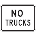 No Trucks Traffic Sign, 18 in H, 24 in W, Aluminum, Horizontal Rectangle, English, R5-2P-24HA
