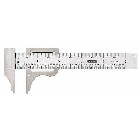 Vernier Caliper, 4 In, SS, 1/16,1/32 Grad