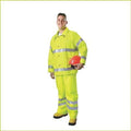 Rain Suit, PVC, 6.2 mil Thick, Packable Hood in Collar, Green/Yellow, 3XL