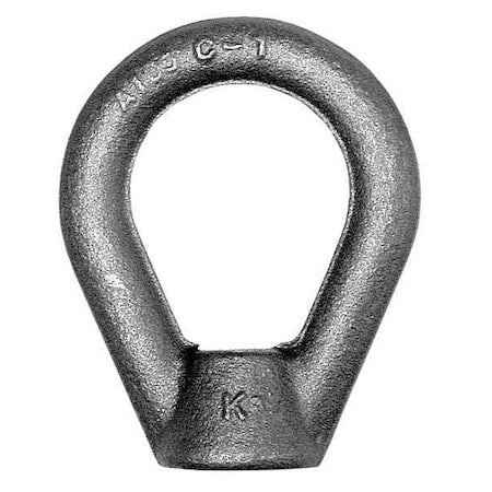 Oval Eye Nut, 1/2"-13 Thread Size, 5/8 in Thread Lg, Steel, Black Oxide