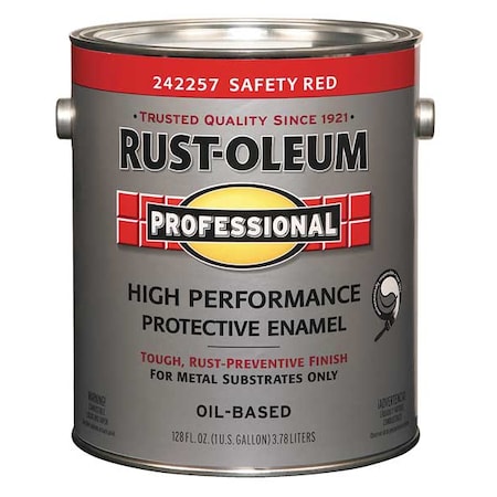 Interior/Exterior Paint, Glossy, Oil Base, Safety Red, 1 gal
