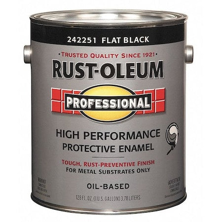 Interior/Exterior Paint, Flat, Oil Base, Black, 1 gal