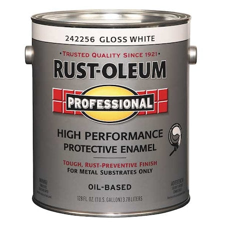 Interior/Exterior Paint, Glossy, Oil Base, White, 1 gal