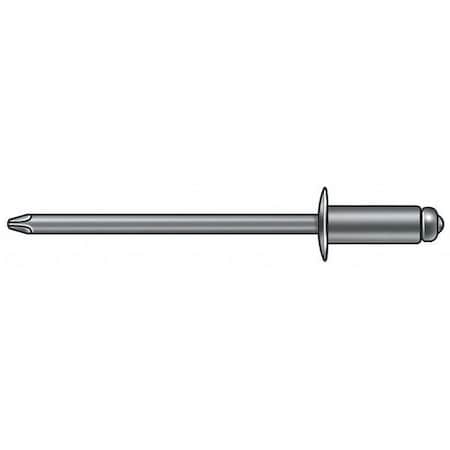 Blind Rivet, Dome Head, 1/8 in Dia., 35/64 in L, Aluminum Body, 500 PK