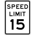 Speed Limit 15 Traffic Sign, 24 in H, 18 in W, Aluminum, Vertical Rectangle, R2-1-15-18HA