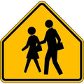 School Crossing Pictogram Traffic Sign, 30 in H, 30 in W, Aluminum, Pentagon, No Text, S1-1-30HA