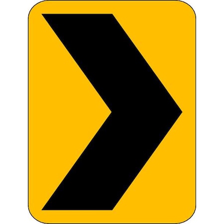 Chevron Symbol Traffic Sign, 18 in H, 12 in W, Aluminum, Vertical Rectangle, No Text, W1-8-12DA