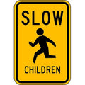Children at Play Traffic Sign, 24 in H, 18 in W, Aluminum, Vertical Rectangle, LW9-13-18HA