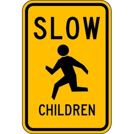 Children at Play Traffic Sign, 24 in H, 18 in W, Aluminum, Vertical Rectangle, LW9-13-18HA