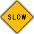 Slow Traffic Sign, 30 in Height, 30 in Width, Aluminum, Diamond, English