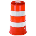 Traffic Barrel, HDPE, High-Intensity Prismatic, 41 1/2 in Height, 18" Length, 9 lb, White/Orange