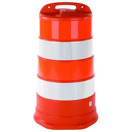 Traffic Barrel, HDPE, High-Intensity Prismatic, 41 1/2 in Height, 18 Length, 9 lb, White/Orange