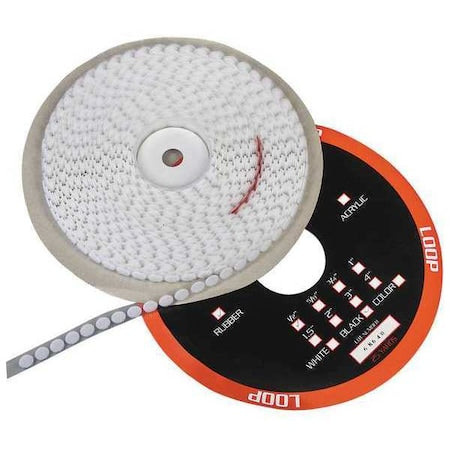 Reclosable Fastener, Disc, Rubber Adhesive, 3/4 in, White, 1030 PK