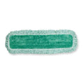 24 in L Dust Mop, Hook-and-Loop Connection, Fringe End, Green, Microfiber