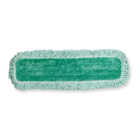 24 in L Dust Mop, Hook-and-Loop Connection, Fringe End, Green, Microfiber