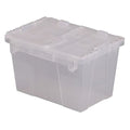 Attached Lid Container, 4.48 gal Volume Cap., 15 1/4 in L, 10 7/8 in W, 9 7/8 in H, Plastic, Clear