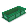 Solid & Stackable Straight Wall Storage Container, 11.2 gal, 32 in L x 15 in W x 7-1/2 in H, Green