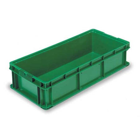 Solid & Stackable Straight Wall Storage Container, 11.2 gal, 32 in L x 15 in W x 7-1/2 in H, Green