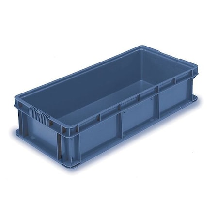Solid & Stackable Straight Wall Storage Container, 11.2 gal, 32 in L x 15 in W x 7-1/2 in H, Blue