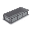 Solid & Stackable Straight Wall Storage Container, 11.2 gal, 32 in L x 15 in W x 7-1/2 in H, Gray