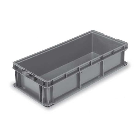 Solid & Stackable Straight Wall Storage Container, 11.2 gal, 32 in L x 15 in W x 7-1/2 in H, Gray