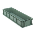 Solid & Stackable Straight Wall Storage Container, 17.2 gal, 48 in L x 15 in W x 7-1/2 in H, Gray