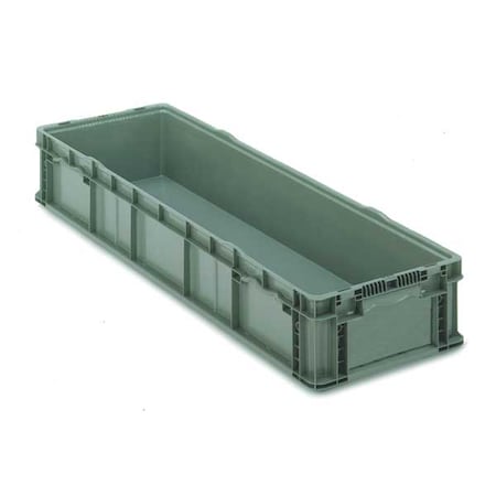 Solid & Stackable Straight Wall Storage Container, 17.2 gal, 48 in L x 15 in W x 7-1/2 in H, Gray