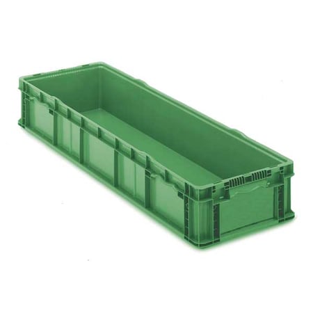 Solid & Stackable Straight Wall Storage Container, 17.2 gal, 48 in L x 15 in W x 7-1/2 in H, Green