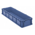 Solid & Stackable Straight Wall Storage Container, 17.2 gal, 48 in L x 15 in W x 7-1/2 in H, Blue
