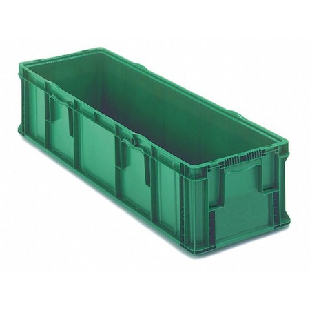 Solid & Stackable Straight Wall Storage Container, 26.2 gal, 48 in L x 15 in W x 10-3/4 in H, Green