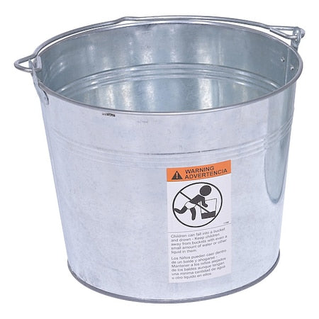 3.3 gal Round Tapered Bucket, Silver, Steel