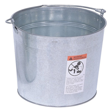 5 gal Round Tapered Bucket, Silver, Steel