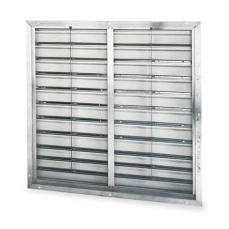 36 in 39"H-W 5.75"L Aluminum Fan Wall Shutter, 36-1/2 in x 36-1/2 in, Aluminum