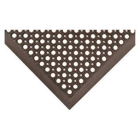 Antifatigue Mat, Rubber, Raised Surface Rings, 3 ft W x 5 ft L, Black