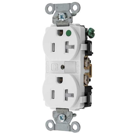 Straight Blade Receptacle, 5-20R, 20 A, 125V AC, 2 Pole, 3 Wire, Flush Mount, Grounded