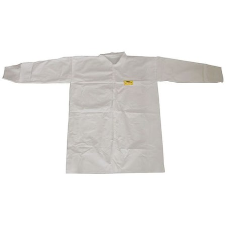 Condor Disposable Lab Coat, Microporous Film Laminate, Snaps Closure, White, 4XL, 30 PK