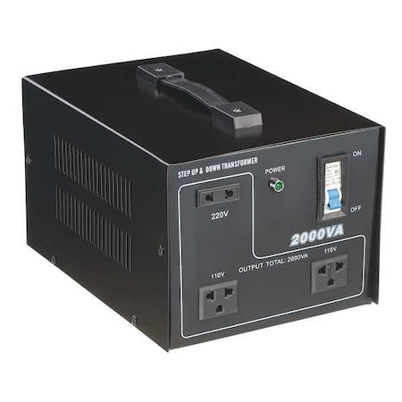 Step Up/Step Down Voltage Converter, 110V AC to 220V AC, 220V AC to 110V AC, 3kVA, 50/60 Hz, Steel