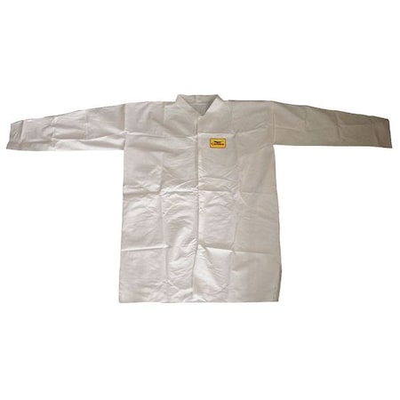 Disposable Lab Coat, Snaps Closure, White, 3XL, 30 PK
