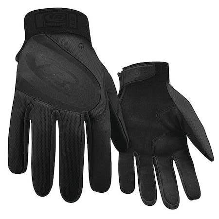 Turbo Plus Mechanics Gloves, Synthetic Leather Palm, Polyester Mesh Back, 2XL, Black