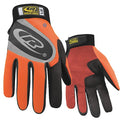 Turbo Plus Mechanics Gloves, Synthetic Leather Palm, Polyester Mesh Back, S, Orange