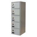 Cell Phone Locker, 9 in W, 12 in D, 30 1/2 in H, (1) Wide, (5) Tier, Light Gray