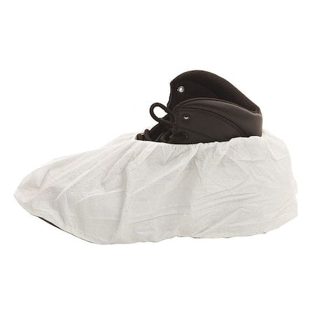 Disposable Shoe Covers, Microporous, White, Slip Resistant Sole: Yes , L