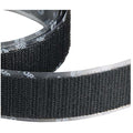 Reclosable Fastener, Rubber Adhesive, 75 ft, 1 in W, Black