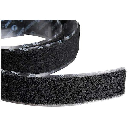 Reclosable Fastener, Rubber Adhesive, 75 ft, 2 in W, Black