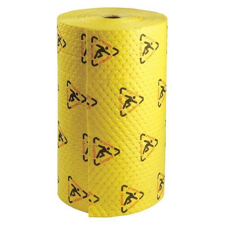 Sorbent Roll, 80 gal, 30 in x 300 ft, Harsh Chemicals, Black, Red, Yellow, Polypropylene