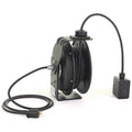 Cord Reel With Hand Lamp, Spring Retracted, NEMA 5-20R, 12 AWG, Black Reel Color, 50 ft Length