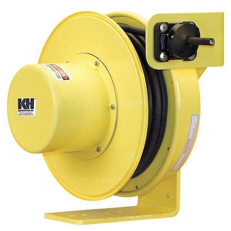 Cord Reel With Hand Lamp, Spring Retracted, Flying Lead, 14 AWG, Yellow Reel Color, 50 ft Length