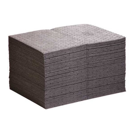 Sorbent Pad, 22 gal, 15 in x 20 in, Universal, Gray, Polypropylene, 100PK
