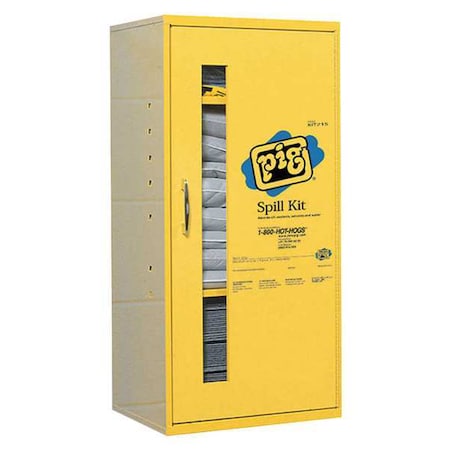 Spill Kit, 12 gal Volume Absorbed per Kit, Not Applicable Capacity, Wall Cabinet, Yellow, 148