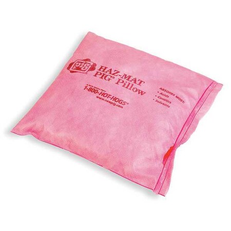 Sorbent Pillow, 2 gal, 8 in x 8 in, Harsh Chemicals, Pink, 10 PK